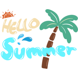 손글씨, 야자수, 여름, hello, summer, 시원