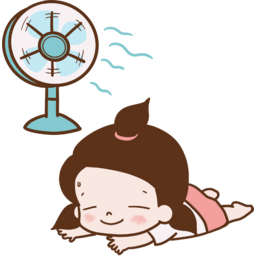 선풍기, 더위, 무더위, 여름, 여름방학, 바람, 선풍기바람, 아이, 아이캐릭터, 시원하다, 시원한바람