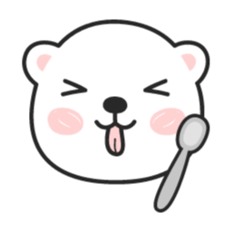 곰, 곰돌이, 백곰, 캐릭터, 이모티콘, 표정, 얼굴, 기분, 감정, 스티커, 동물, 하얀, 숟가락, 메롱, 수저, 스푼