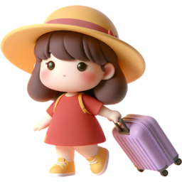 어린이, 아이, 여자아이, 여자, 공항, 캐리어, 여행, 휴가, 방학, 떠나는, 여행을떠나는, 캐리어를끄는, 걸어가는, 기대, 모자를쓴, 귀여운, 사랑스러운, 캐릭터, 3d, cartoon, anime, 일러스트, 입체, 클레이, 공항으로가는, 캐리어를끌며걸어가는, 휴양지, 일탈, 자유