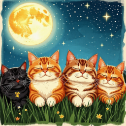 동물, 고양이, 포유류, 애완동물, 미술, 제도법, 달