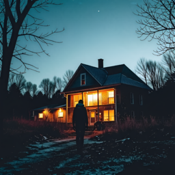 산속, 펜션, 겨울, 겨울밤, 불빛, 여행자