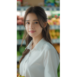 여성, 미녀, 쇼핑, 마트, 과일