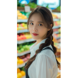 여성, 미녀, 쇼핑, 마트, 과일