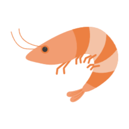 새우, 해산물, 주황, 귀여운, 일러스트