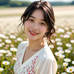 얼굴, 머리, 사람, 웃다, 데이지, 꽃, 성인, 여성, 초상화, 미소, 청순, 단아한, 미녀, 미인, 여자, 아이돌, 성숙