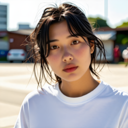 데이트, 여자친구, 여자, 흰티, 거리, 일반인
