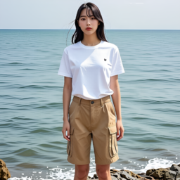 바다, 여자, 한국여자, 흰티셔츠, 핫팬츠, 여름, 해수욕, 광고사진, 모델, 피서, 여성