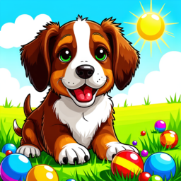 강아지, 캐릭터, 댕댕이, 햇살, 구름, 만화, 장난감, 멍멍이, dog, cartoon, puppy, 강아지산책, 강아지놀이, 애견, 반려견, 강아지캐릭터, 강아지일러스트