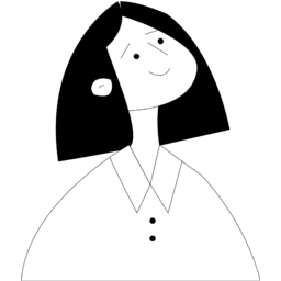 여성, 긴머리, 미소, 흑백, 심플, 일러스트, 캐릭터, 미니멀, 셔츠, 단추, 만화풍, woman, long, hair, smile, black, and, white, simple, illustration, character, minimal, shirt, button, cartoon, style