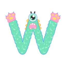 알파벳, 영어, 파닉스, 글자, 폰트, 공부, 대문자, 몬스터, w, 이니셜