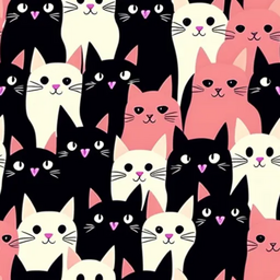 고양이, 패턴, 벽지, 귀여운, 마시마로, 냥이