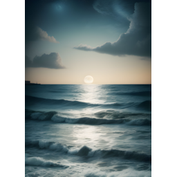 달, 바다, 밤, 하늘, 파도, 자연, 풍경, moon, sea, ocean, sky, night, nature