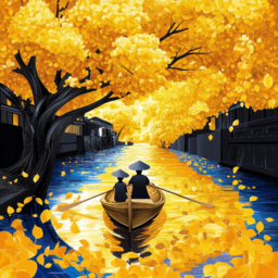 보트, 운송, 차량, 사람, 미술, 그림