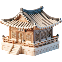 3D, 일러스트, 귀여운, 사랑스러운, 아이콘, 한옥, 한국, 전통가옥, 집, 기와, 옛날의, illustration, cute, adorable, icon, animation, style, hanok, korea, traditional, house, tile, oldfashioned, 오래된, 건물, old