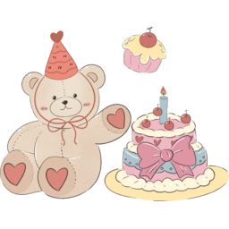 파티, 이벤트, 장식, 아기자기한, 귀여운, 키치, 초대, 카드, 축하카드, 생일파티, 트렌드, 생일축하, 생일편지, 생일초대장, 손그림, 빈티지, 곰돌이, 곰인형, 테디베어, 포근한, 리본, 일러스트, 스티커, 컵케이크, 체리, 케이크, 빵빠레, 꼬깔콘, 촛불