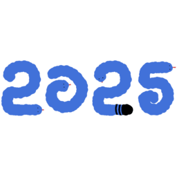 , 일러스트, 2025, 새해, 을사년, 뱀, 캘리그라피, 파랑, 숫자, 신년, 블루, Blue