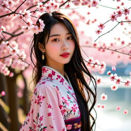 의류, 드레스, 패션, 정장, 겉옷, 꽃, 옷, 사람, 초상화, 벚꽃, 미인, 미모, 미녀, 봄