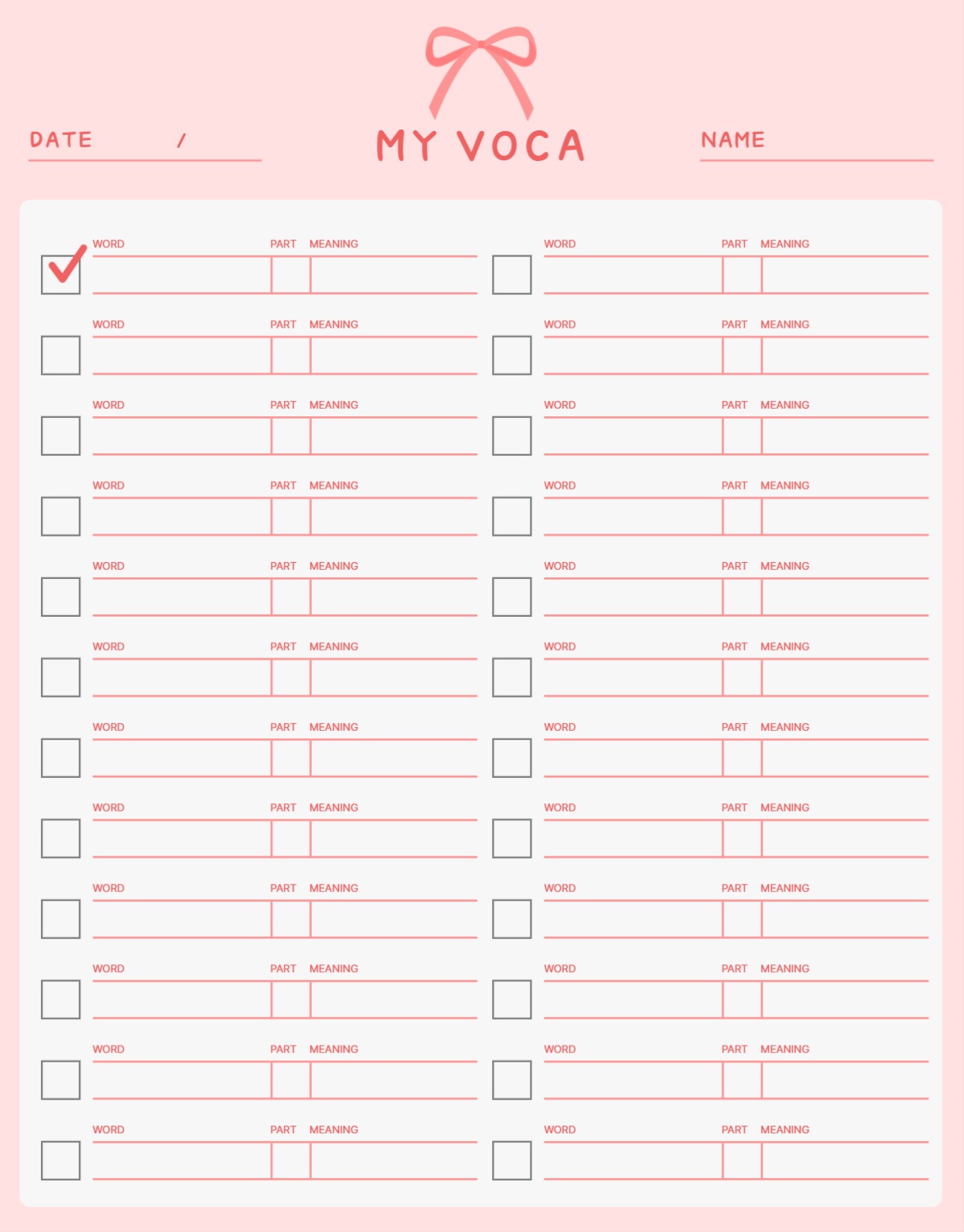 귀여운 굿노트 단어장