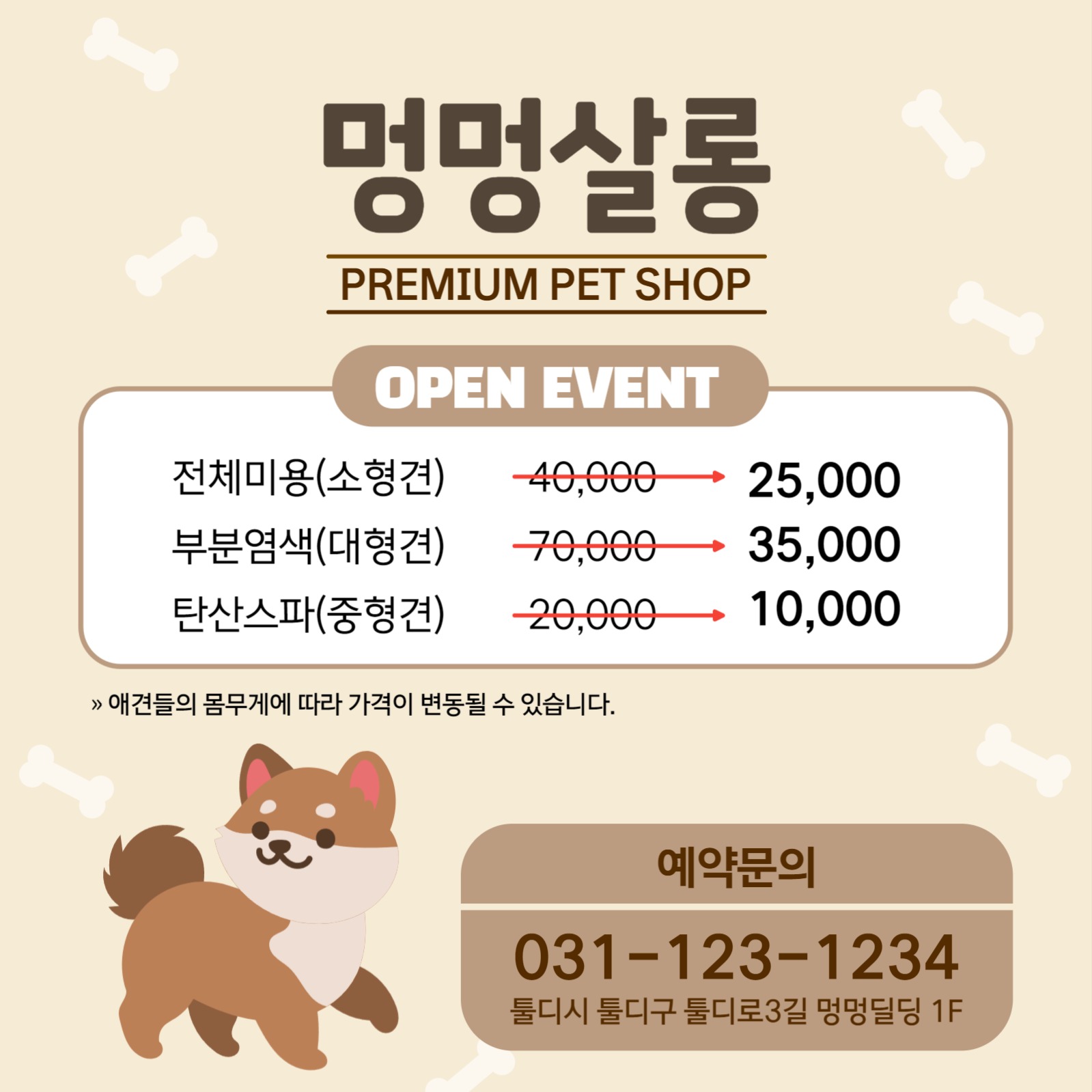 반려동물 미용실 오픈이벤트