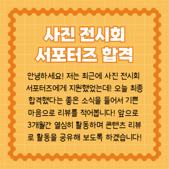 사진전 서포터즈 합격 (카드뉴스)