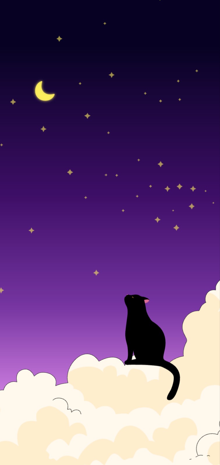 감성 밤하늘 고양이 배경화면