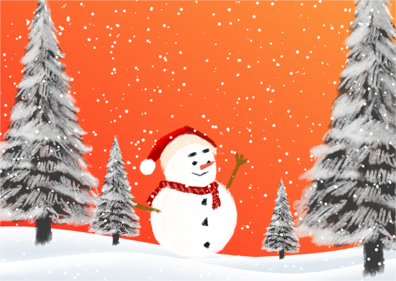 겨울 눈사람 엽서