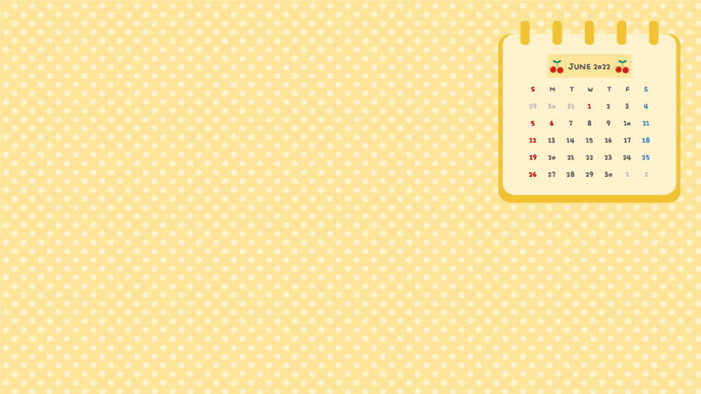 2022년 6월 달력 PC 배경화면