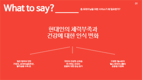 홈 트레이닝 서비스 제안 프레젠테이션