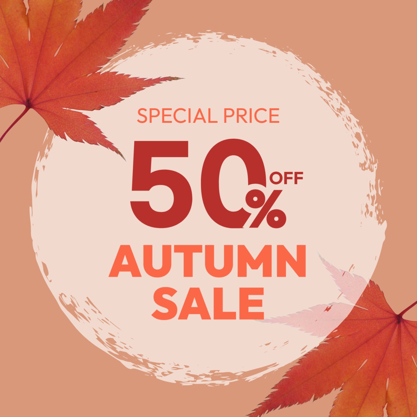 오렌지컬러 가을 세일 소셜 게시물