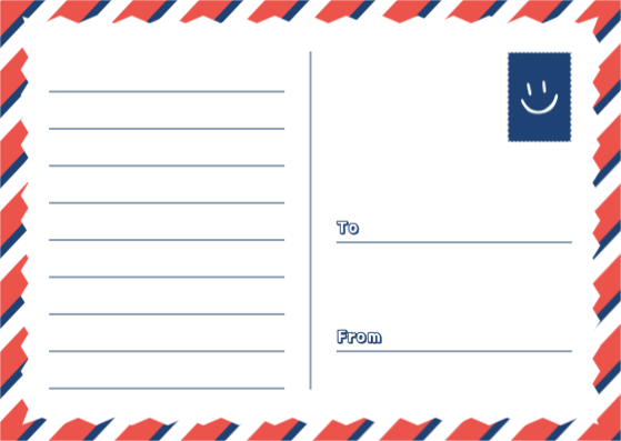 스마일 사선 줄무늬 우편 엽서 카드