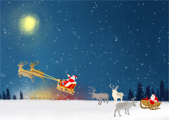 산타크로스 썰매 이륙 엽서