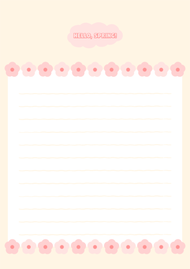 안녕 봄 꽃 일러스트 편지지