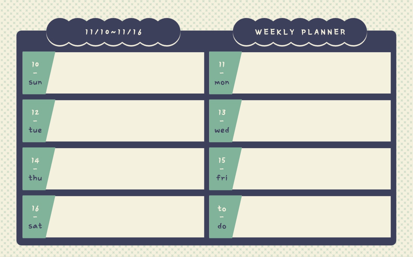 깔끔한 주간 계획표 속지 굿노트