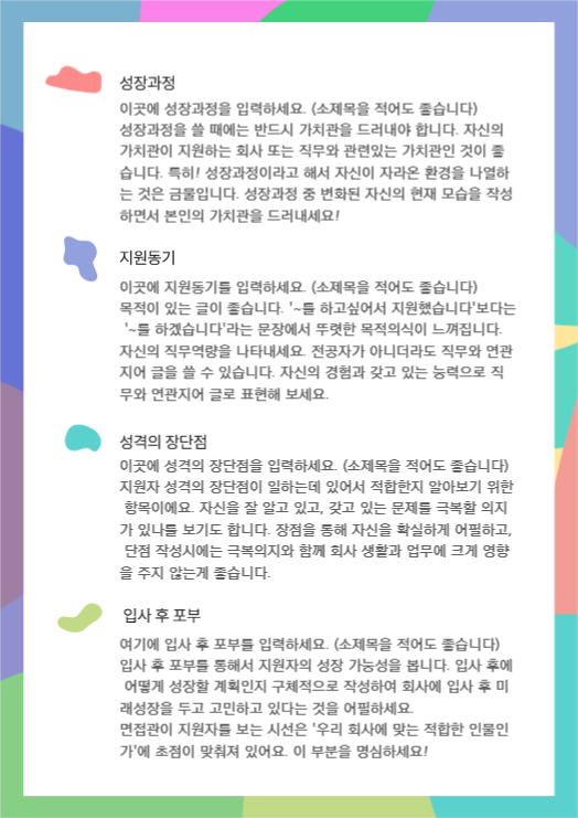 디자인 이력서, 자소서