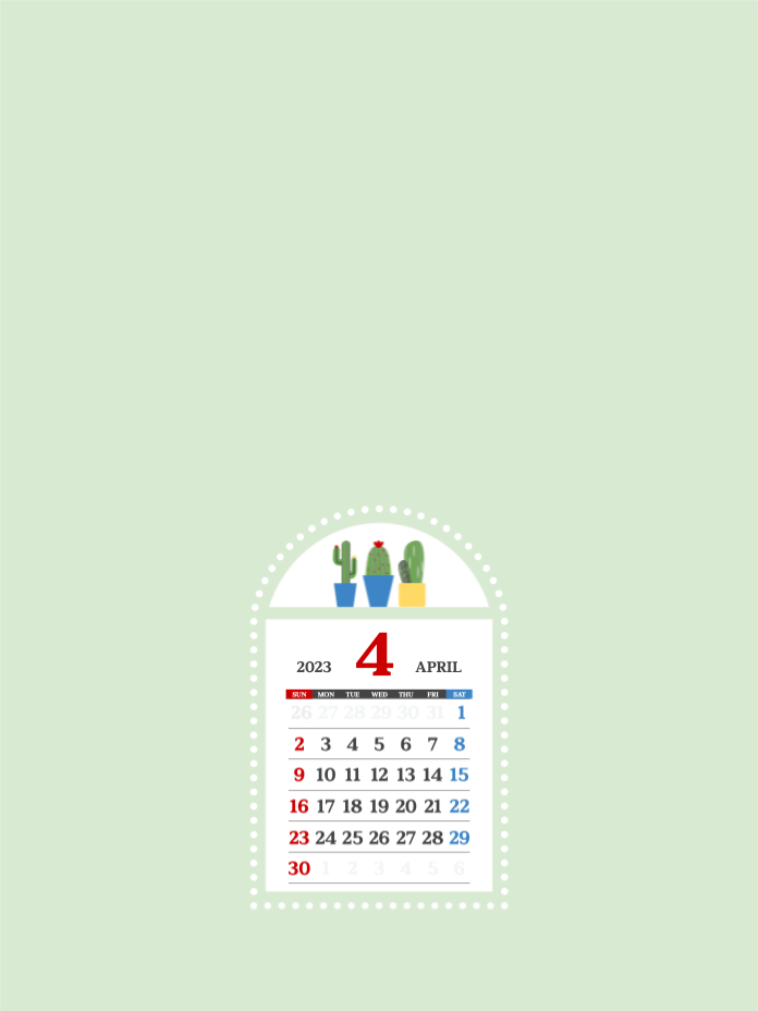 4월 선인장 달력 배경화면 아이패드