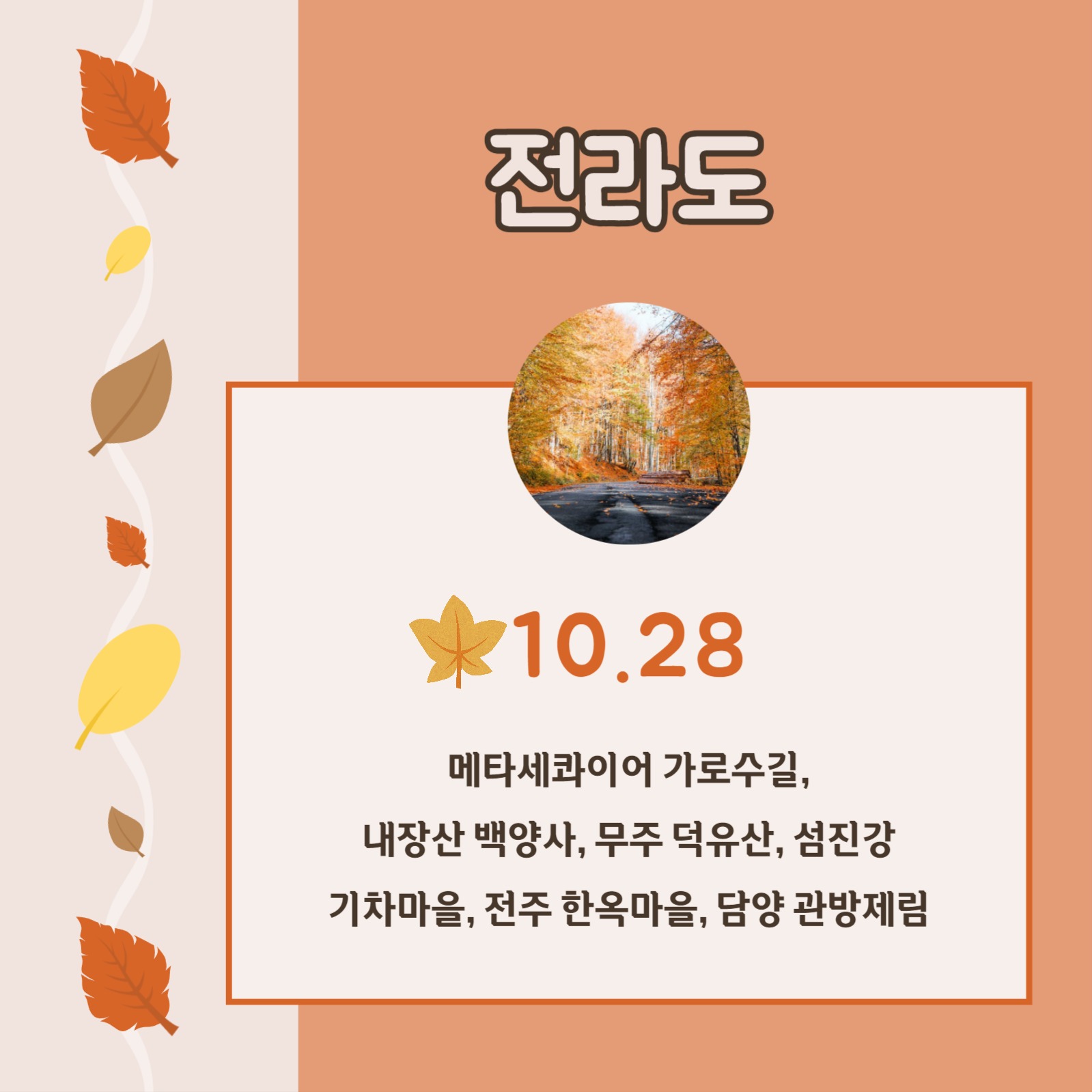 단풍 명소와 절정기 카드뉴스