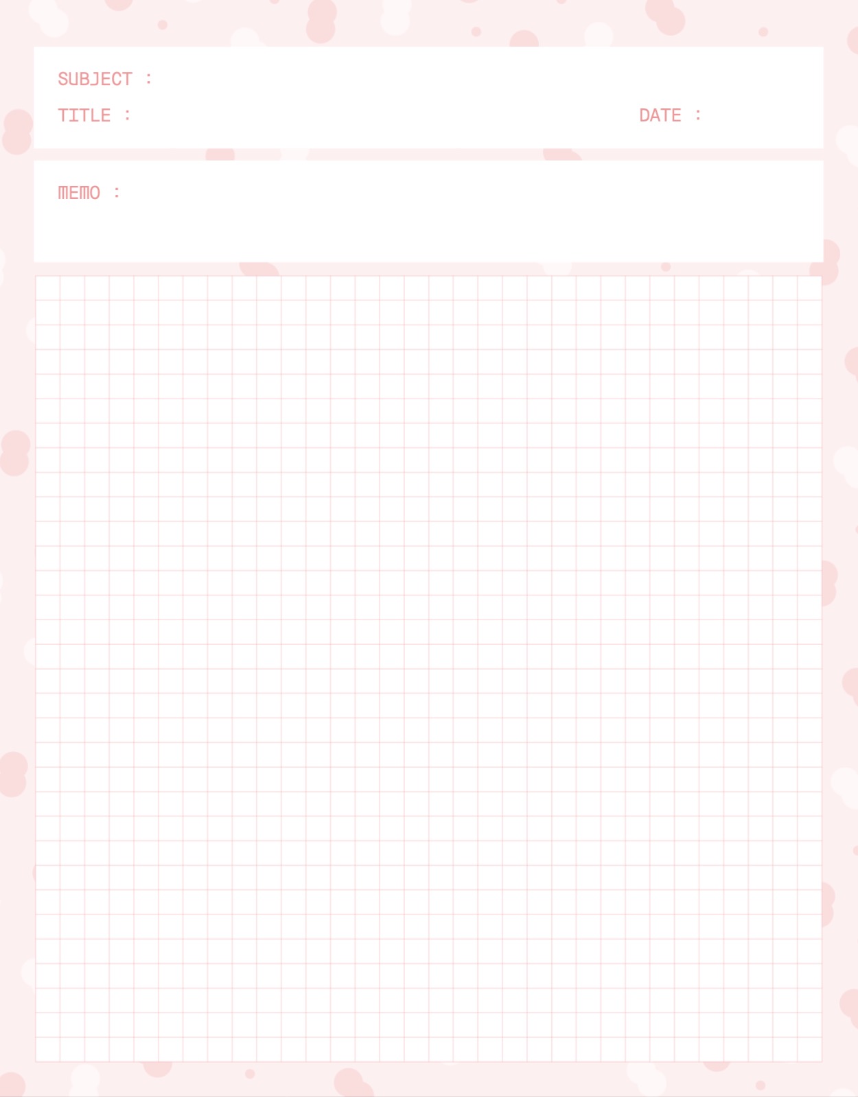 분홍색 모눈 필기 노트 굿노트 속지