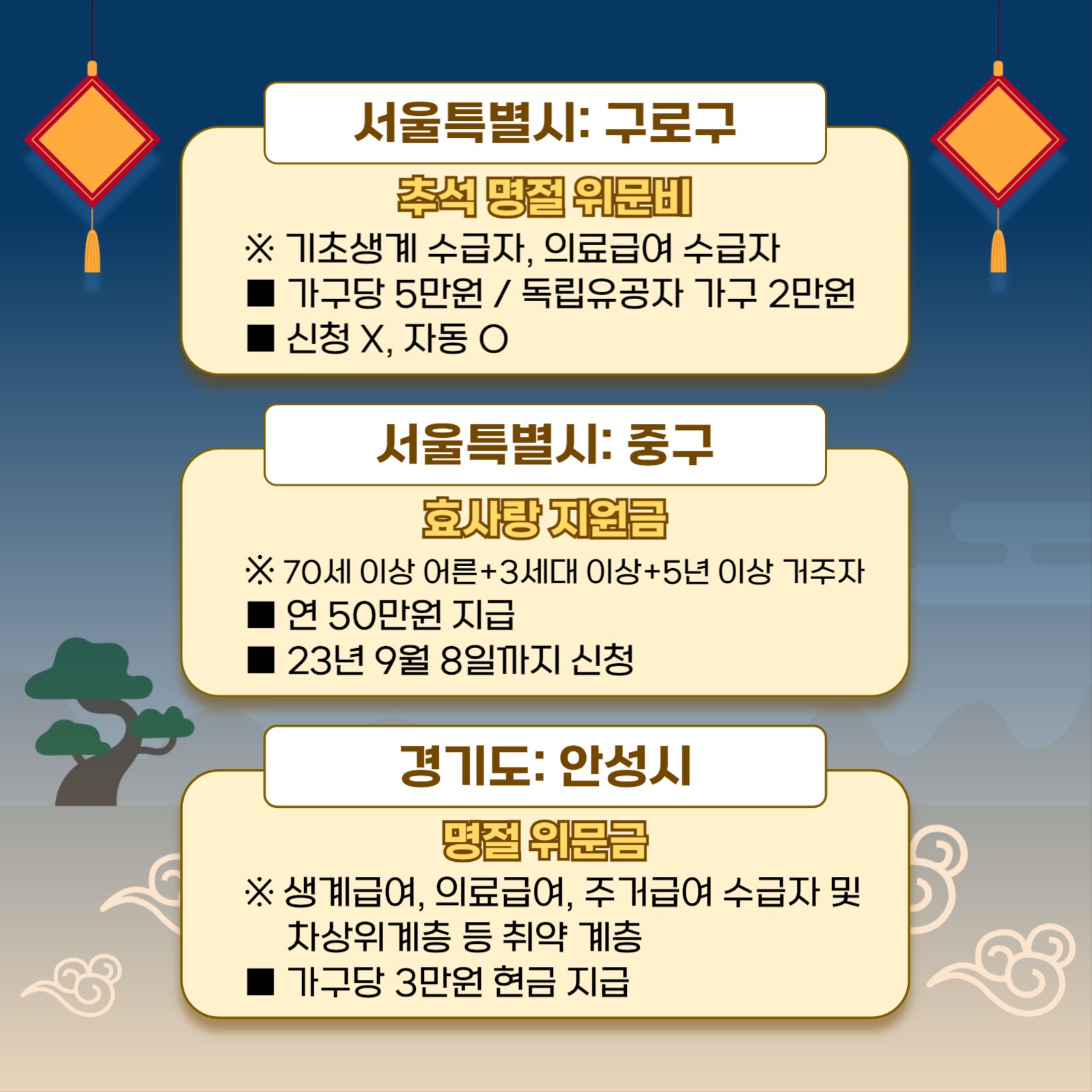 추석 지원금 정리