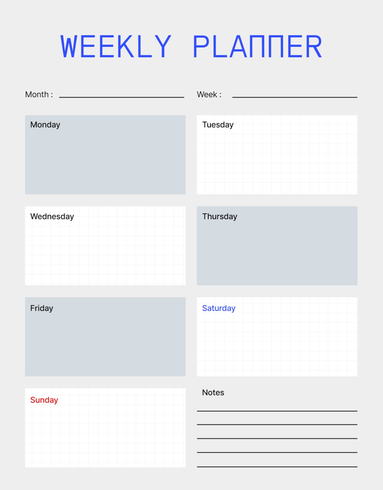 깔끔한 위클리 플래너 굿노트 템플릿