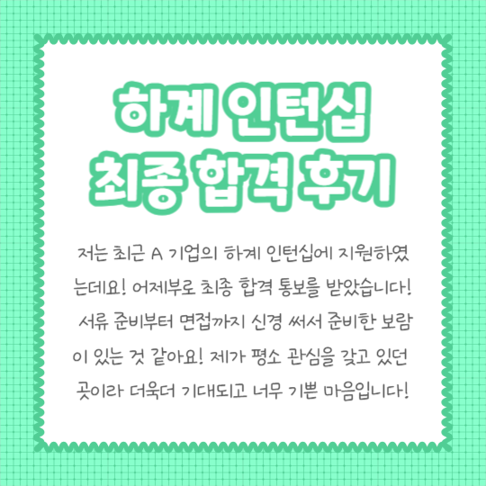 하계 인턴십 합격후기 (카드뉴스)