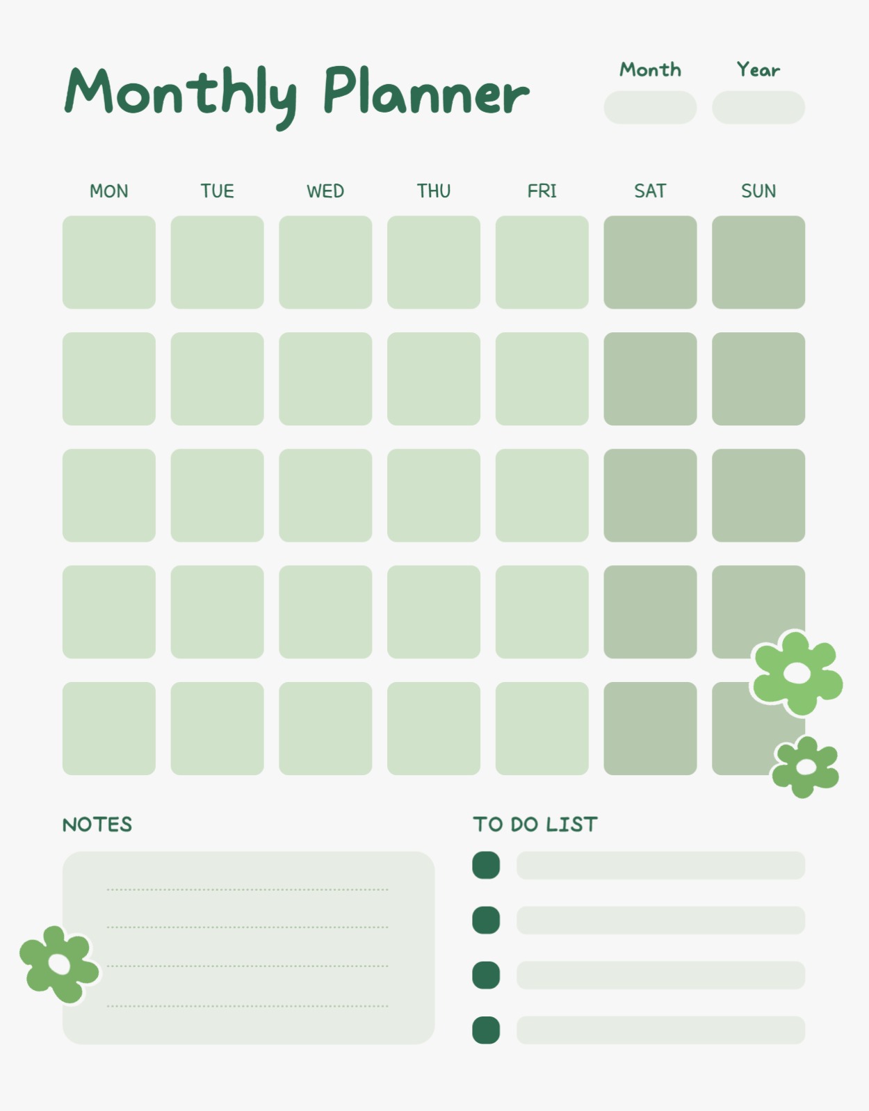 귀여운 먼슬리 플래너 굿노트 템플릿