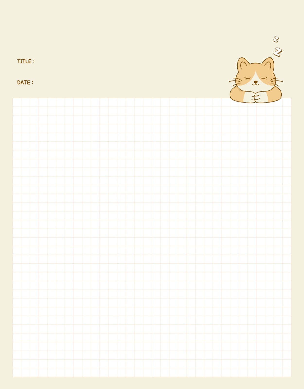 잠자는 고양이 프리 노트 속지 굿노트