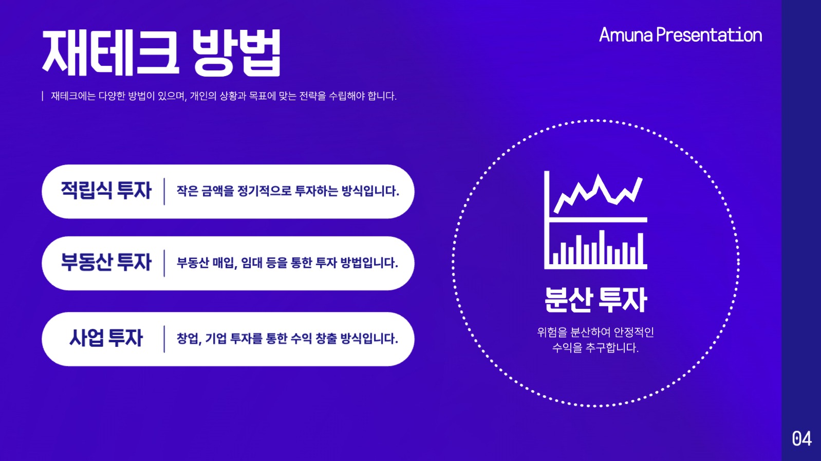 전문적인 느낌의 재테크 프리젠테이션