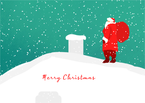 지붕 위에 도착한 산타 엽서