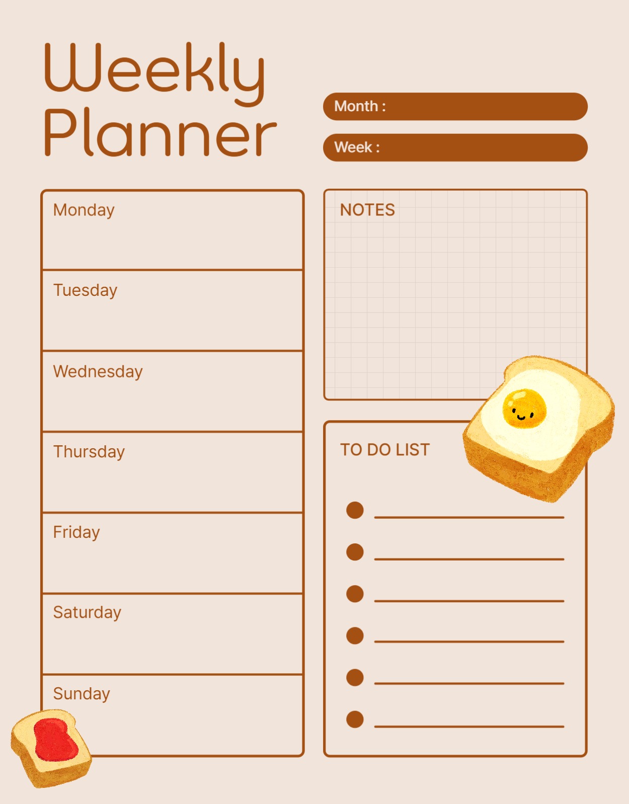 귀여운 위클리 플래너 굿노트 템플릿