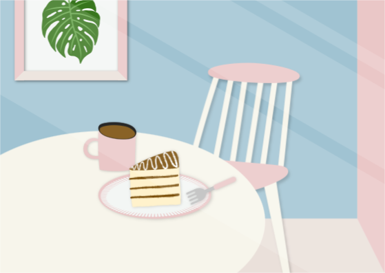 오후의 커피타임 일러스트 카드 엽서