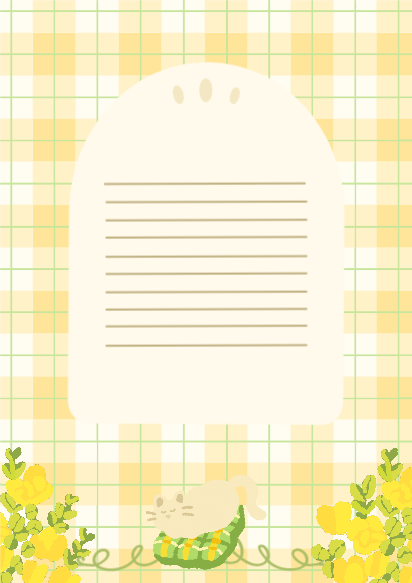 개나리색 봄고양이 편지지