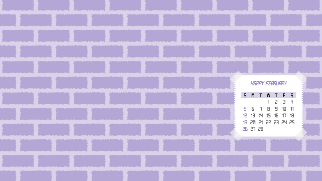 행복한 2월 달력 배경화면 PC