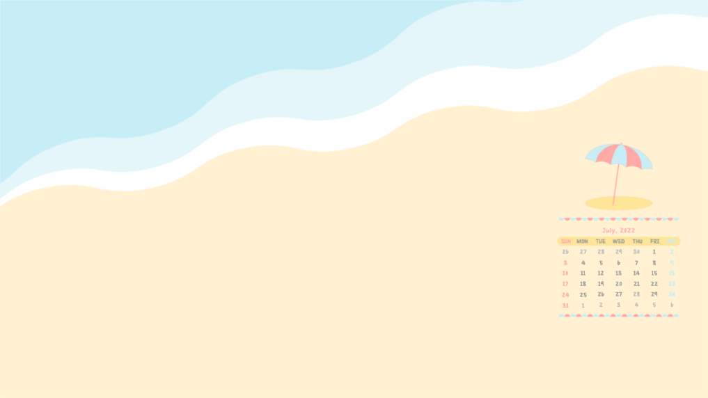 7월 달력 바다와 파라솔 PC